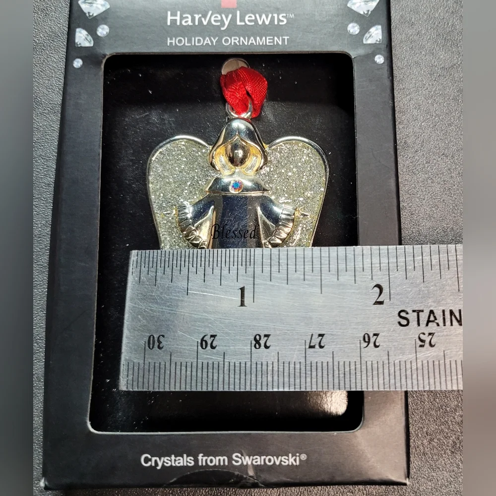 Harvey Lewis Swarovski Crystal Angel BLESSED Holiday Ornament